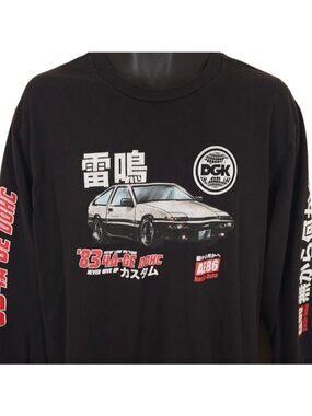 Toyota AE86 Japanese Racing T Shirt Mens Size Large Black DGK Skater